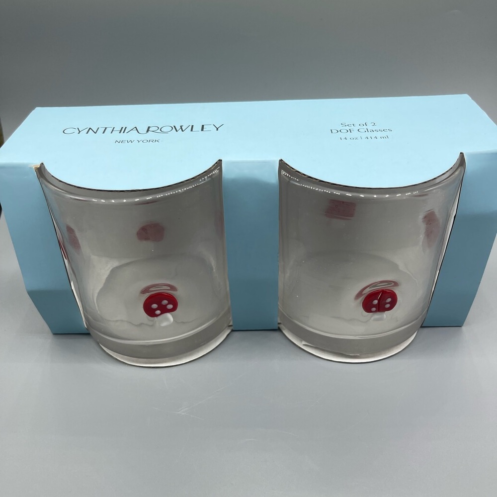 Cynthia Rowley Mushroom Glassware Set of 2, NWT